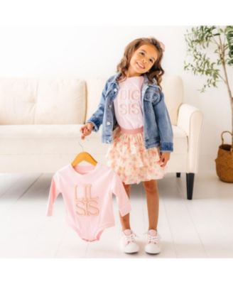 Girls' Big Sis Embroidered Patch Short Sleeve T-Shirt - Little Kid