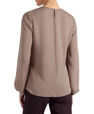  Elena Silk Charmeuse Long Sleeve Twist Neckline Blouse