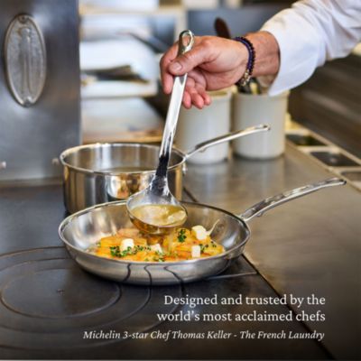 ProBond Luxe 11" Polished Professional Clad Stainless Steel Skillet with Lid