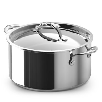 ProBond Luxe 6-Qt. Polished Professional Clad Stainless Steel Stock Pot with Lid