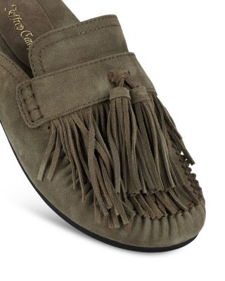 Women's Suede Fringe Mules