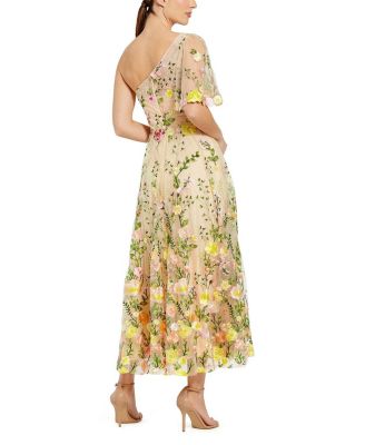 One Shoulder Lace Embroidered Dress