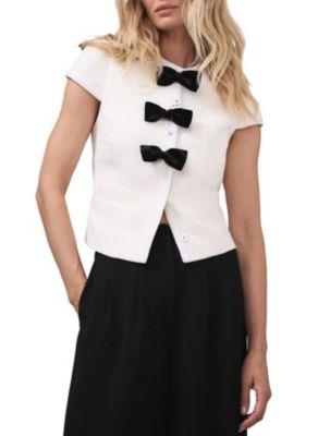  Women's Boucle Bow Detail Top