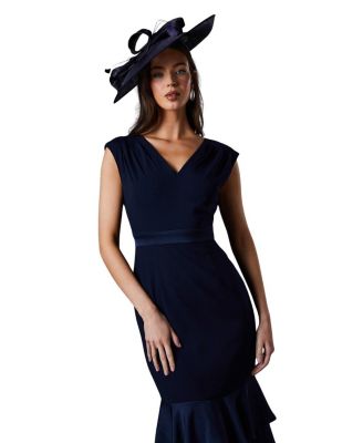 Satin Back Crepe Peplum Dress