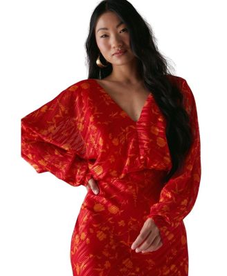 Petite Shadow Stripe Neck Midi Dress