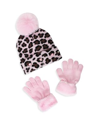 Girls' Leopard Print Hat & Gloves Set