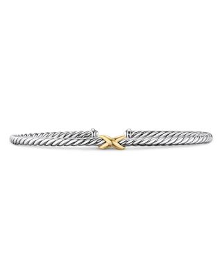 Micro Cable Flex&reg; Petite X Bracelet in Sterling Silver with 14K Yellow Gold, 2.6mm
