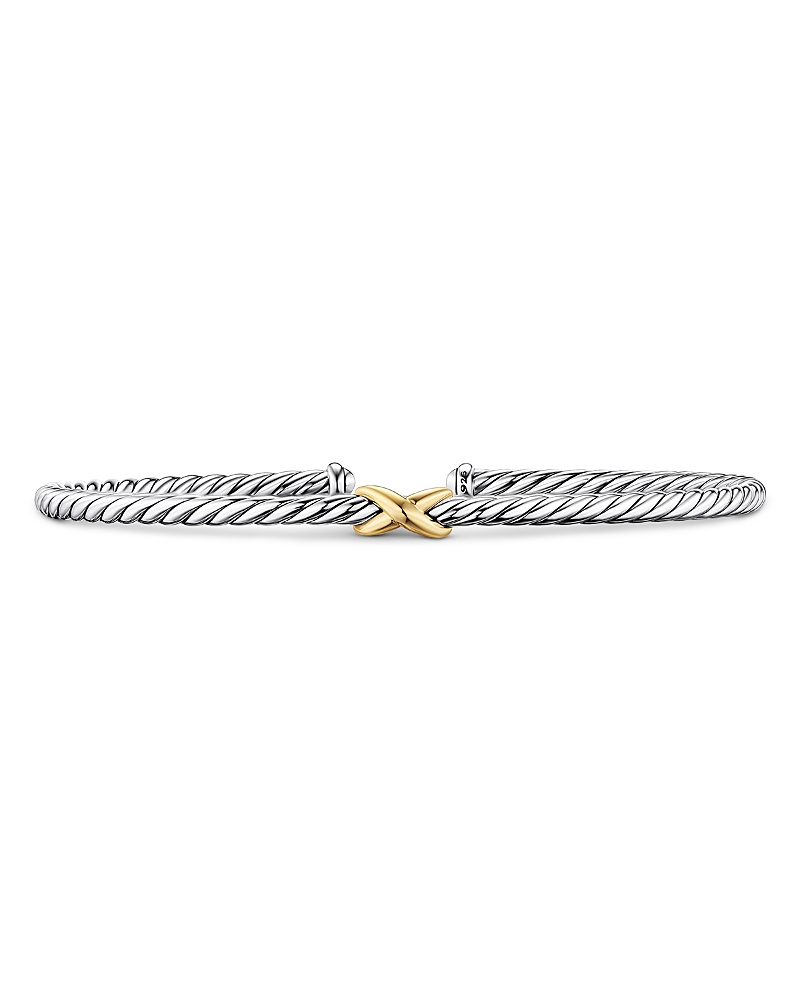 Micro Cable Flex Petite X Bracelet in Sterling Silver with 14K Yellow Gold, 2.6mm