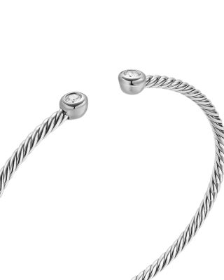 Micro Cable Flex&reg; Round Bracelet in Sterling Silver with Diamonds, 2.6mm