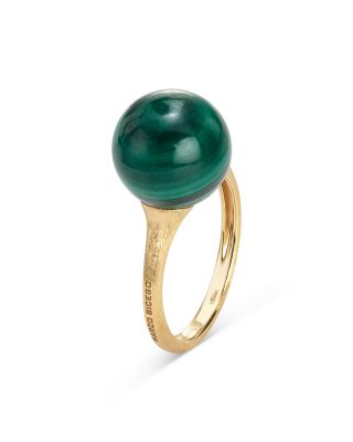 18K Yellow Gold Africa Malachite Stone Ring