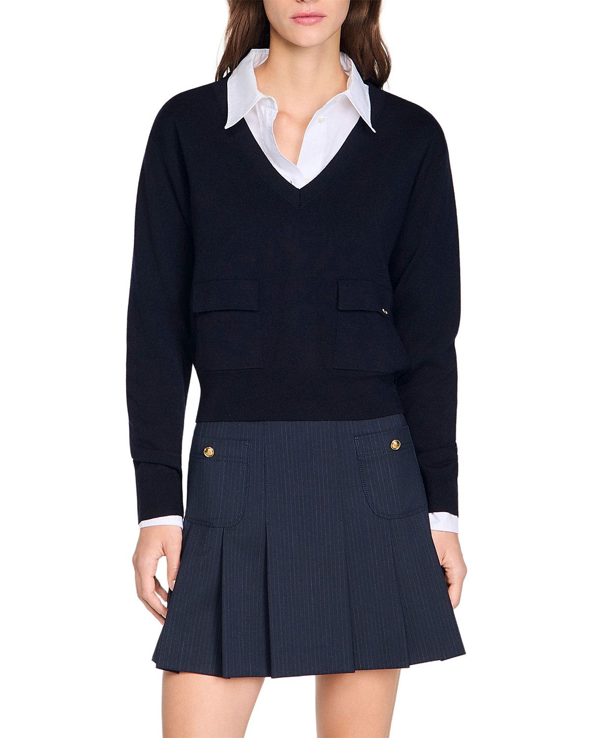 Sandro Wool V Neck Sweater