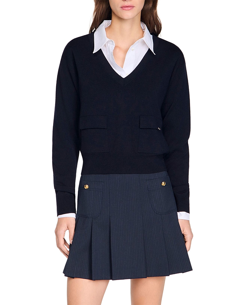 Sandro Wool V Neck Sweater