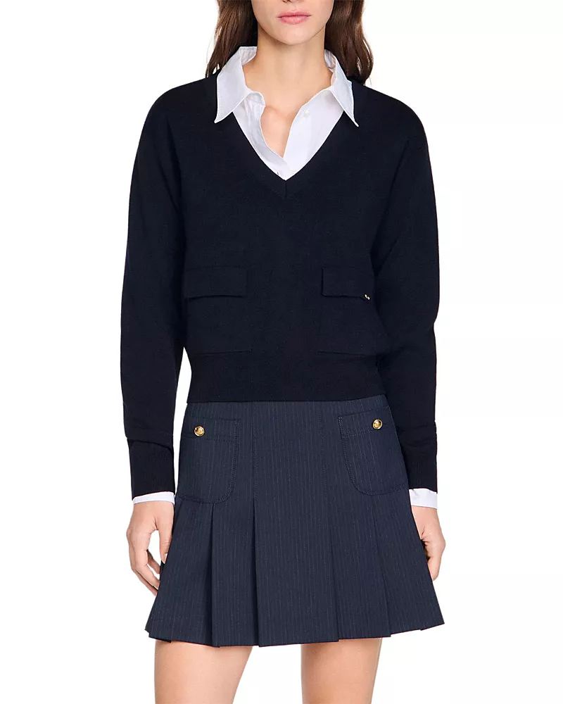 Sandro Wool V Neck Sweater