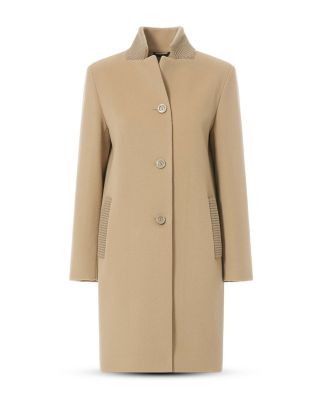 3/4 Length Coat With Knit Trim