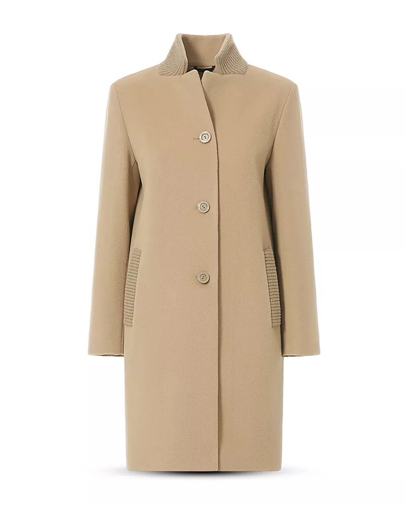 Cinzia Rocca 3/4 Length Coat With Knit Trim