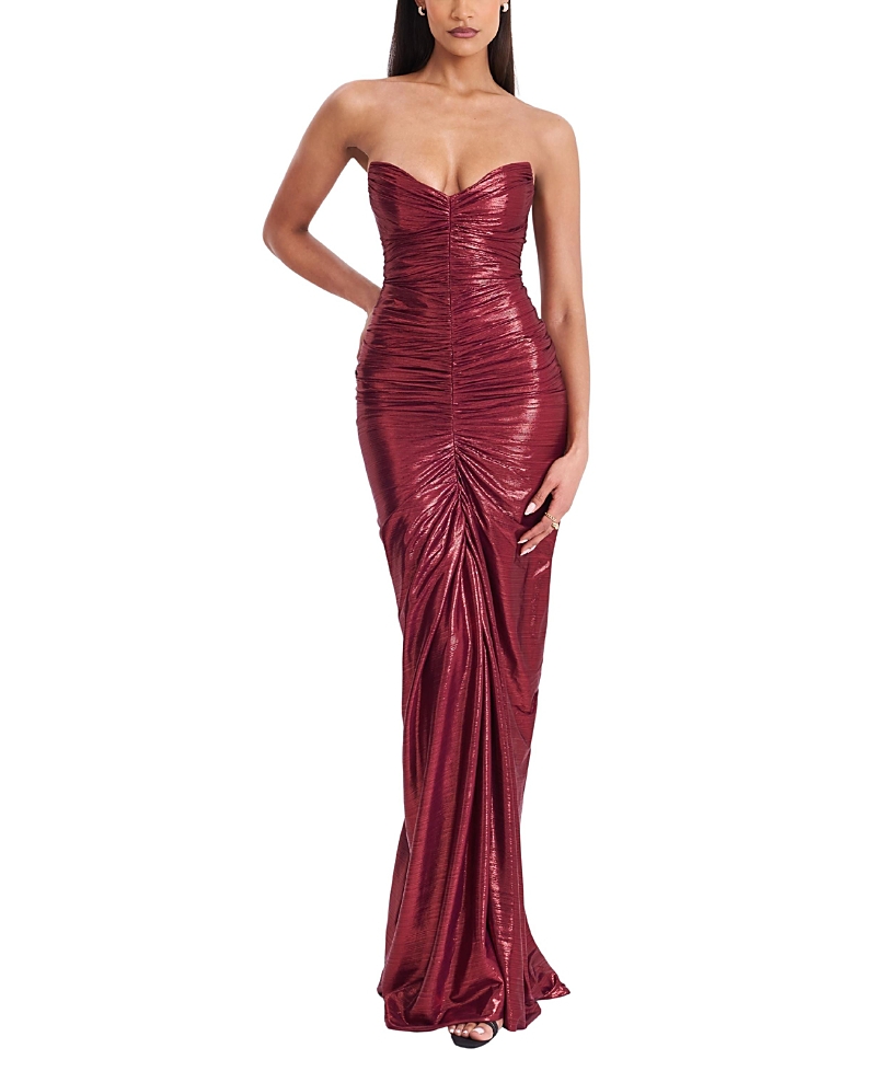 Miss Circle Sable Ruched Glitter Mermaid Gown