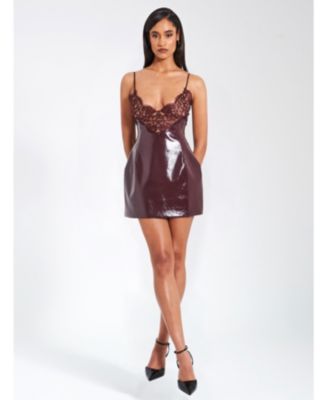 Shelby Lace Faux Leather Mini Dress