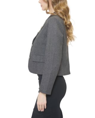 Women's Crystal Pins & Chains Cropped Blazer