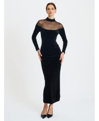  Blair Sheer Mock Neck Maxi Dress