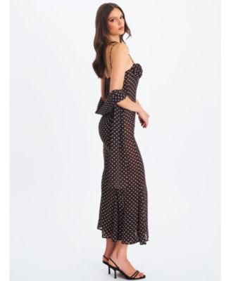 Yadira Polka Dot Sheer Chiffon Maxi Dress