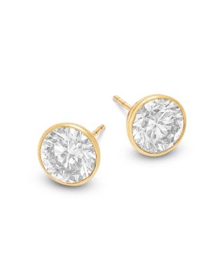 Luxe Collection Certified Lab Grown Diamond Bezel Stud Earrings in 14K Gold, 2.0 tcw