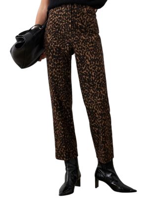 Women's Leopard Print Velvet Straight Trousers