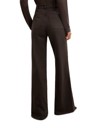 Sakura High Rise Flare Patch Pocket Jeans in Chocolate