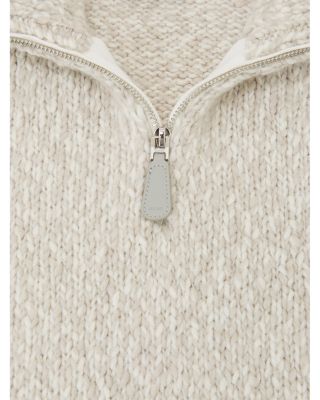 Textured Two Tone Half Zip Sweater