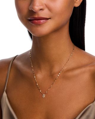 14K Yellow Gold Diamond Initial B Pendant Necklace, 18" 