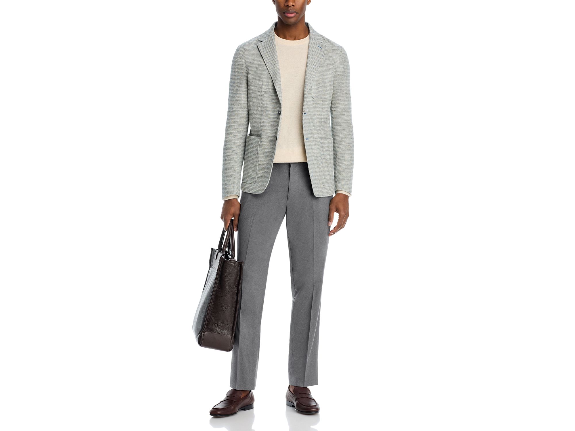 Linen & Cotton Textured Jersey Unstructured Sport Coat — Image 8
