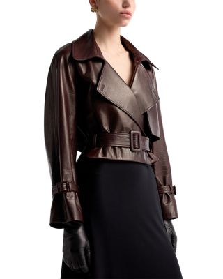 Hatti Crocodile Embossed Leather Jacket