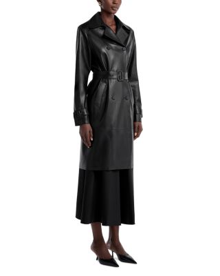 Tate Leather Belted Coat