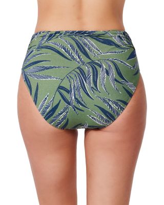 La Palm Mid Rise Shirred Waist Bikini Bottom