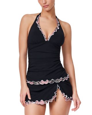 Palmita Halter Tankini & Palmita Tricolore Side Slit Skirted Bottom