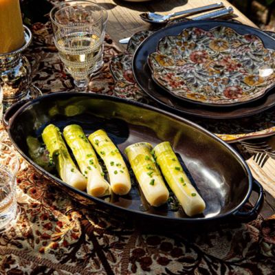 Pewter Stoneware 15.5" Shallow Baker