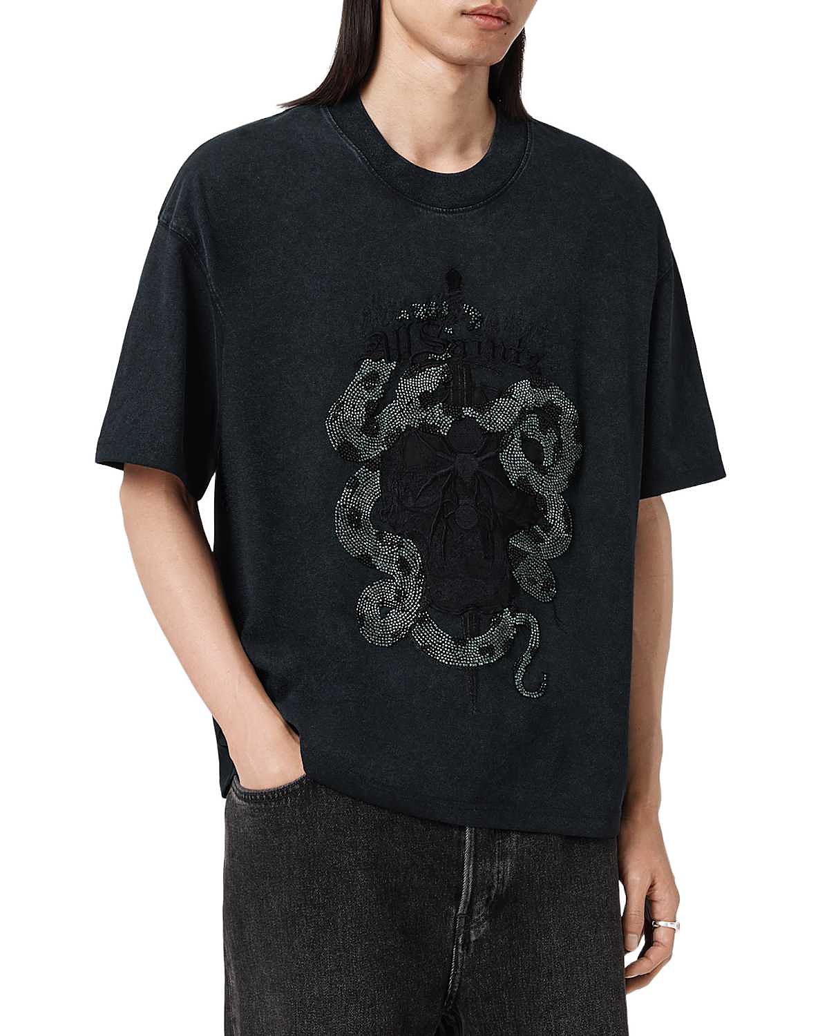 Allsaints Embellished Skull Graphic Tee