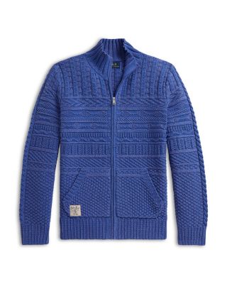 Boys' Textured Cotton Full Zip Sweater - Big Kid