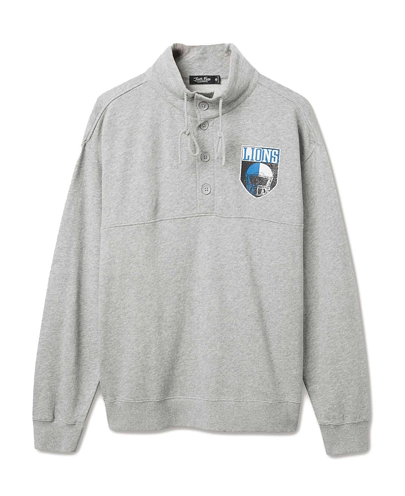 Junk Food Clothing Unisex Nfl Detroit Lions Slant 1/4 Button Up Fleece