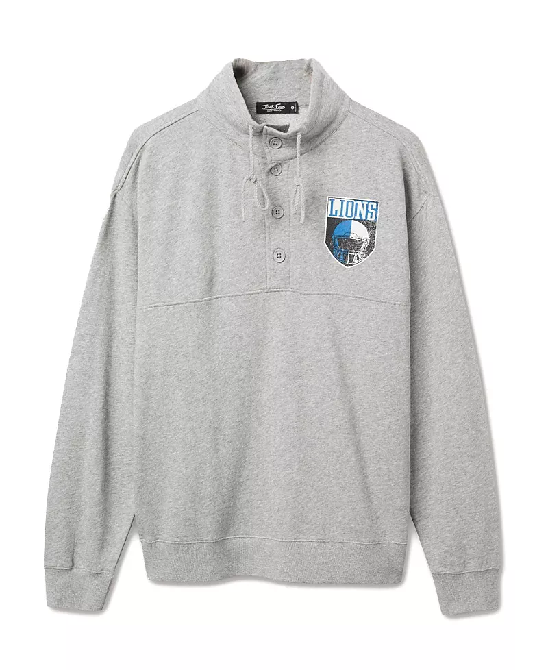 Junk Food Clothing Unisex Nfl Detroit Lions Slant 1/4 Button Up Fleece