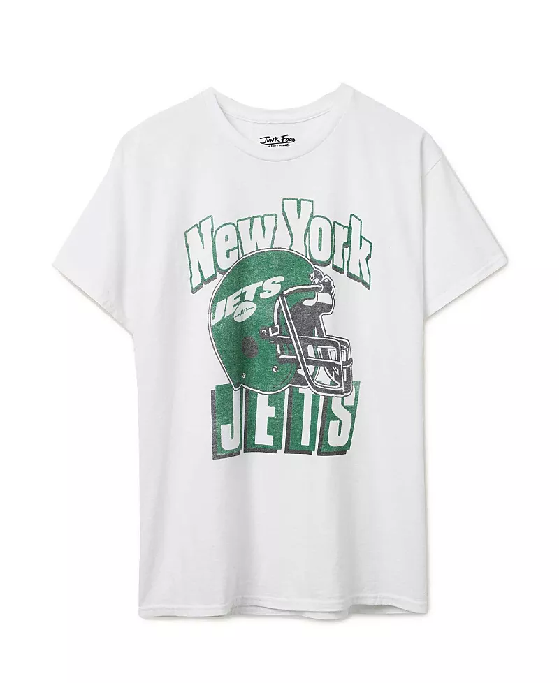 Junk Food Clothing Unisex Nfl New York Jets Throwback Helmet Flea Market Tee