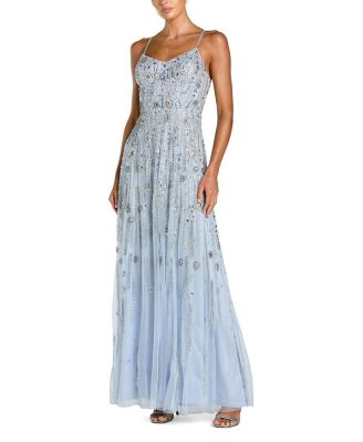  Beaded Mesh Sweetheart Neck A Line Gown