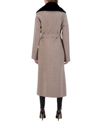  Detachable Shearling Lamb Collar Wool Coat