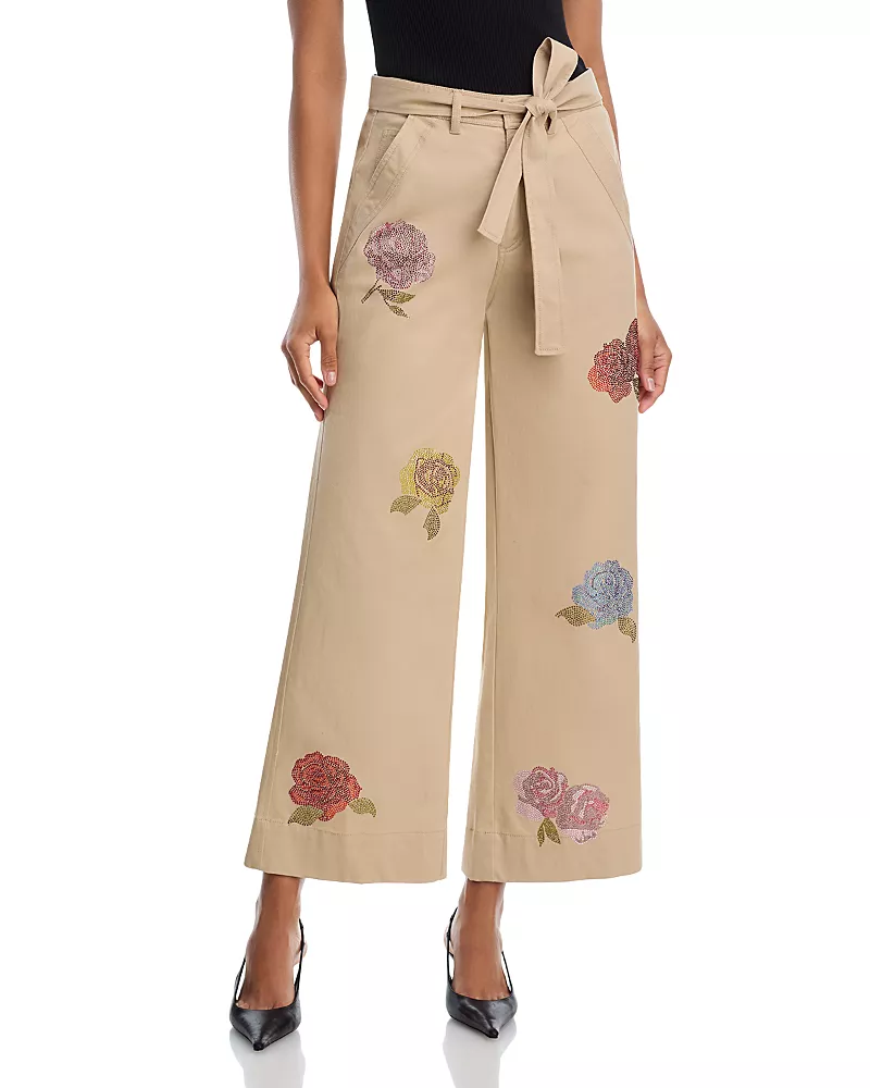 Cinq a Sept Heatset Roses Mylah High Rise Jeans in Khaki Multi