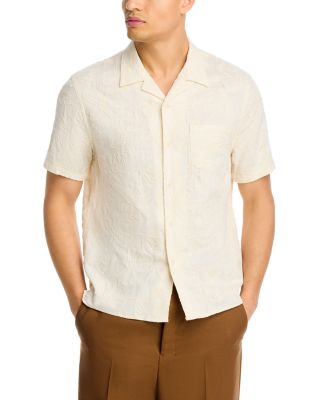 Embroidered Floral Short Sleeve Cabana Shirt