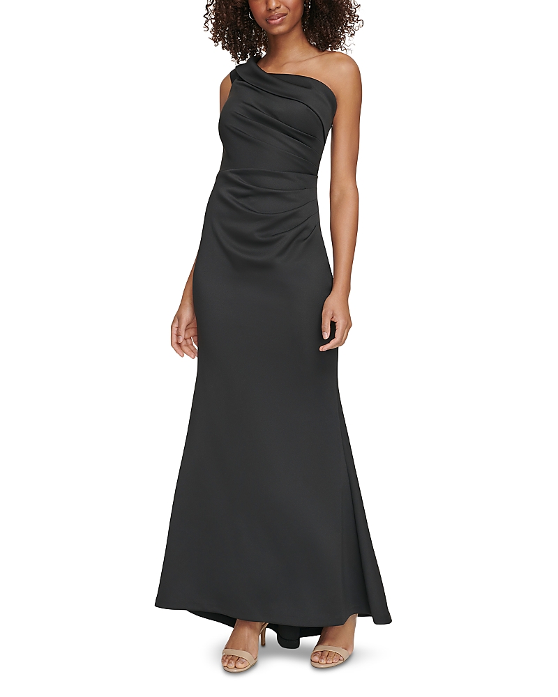 Eliza J One Shoulder Satin Gown