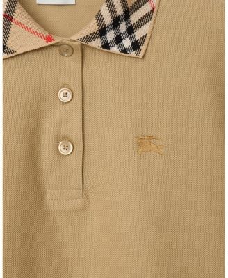 Check Collar Cotton Polo Shirt Dress