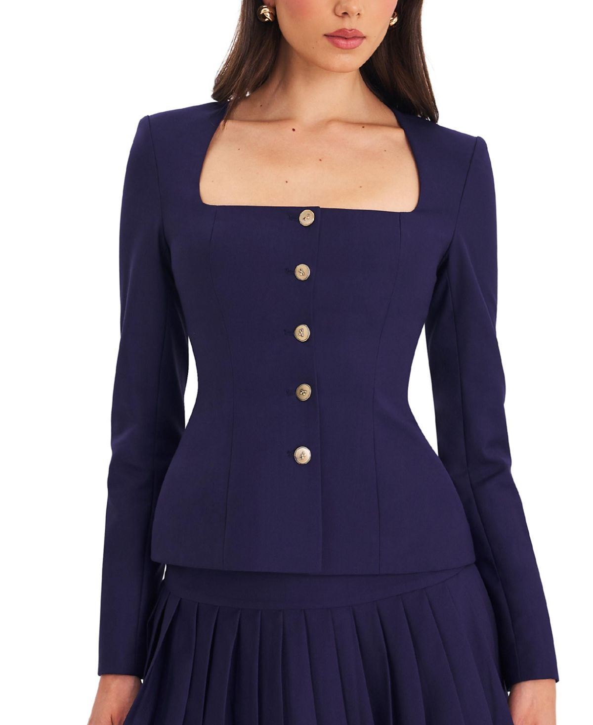 Miss Circle Skyla Square Neckline Peplum Blazer