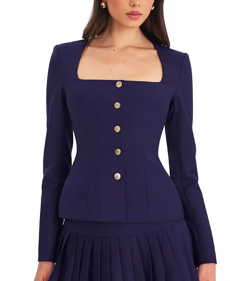 Miss Circle Skyla Square Neckline Peplum Blazer