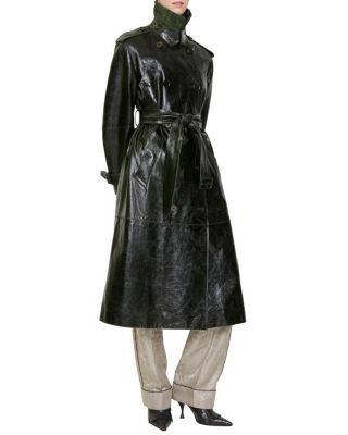 Long Embossed Leather Trench Coat