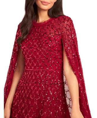 Heart Lattice Cape Ankle Gown